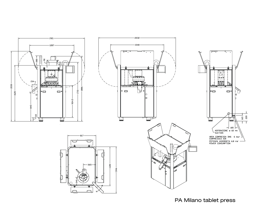 Schematics of A standard production tablet press